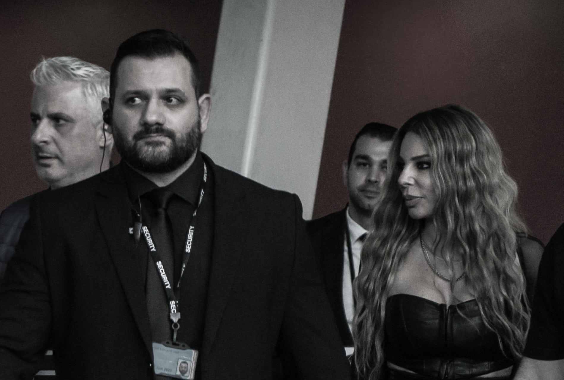 Security professional with famous singer in London